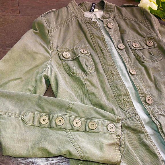 Olive Army Green Spring Jacquet Jacket - Picture 4 of 6